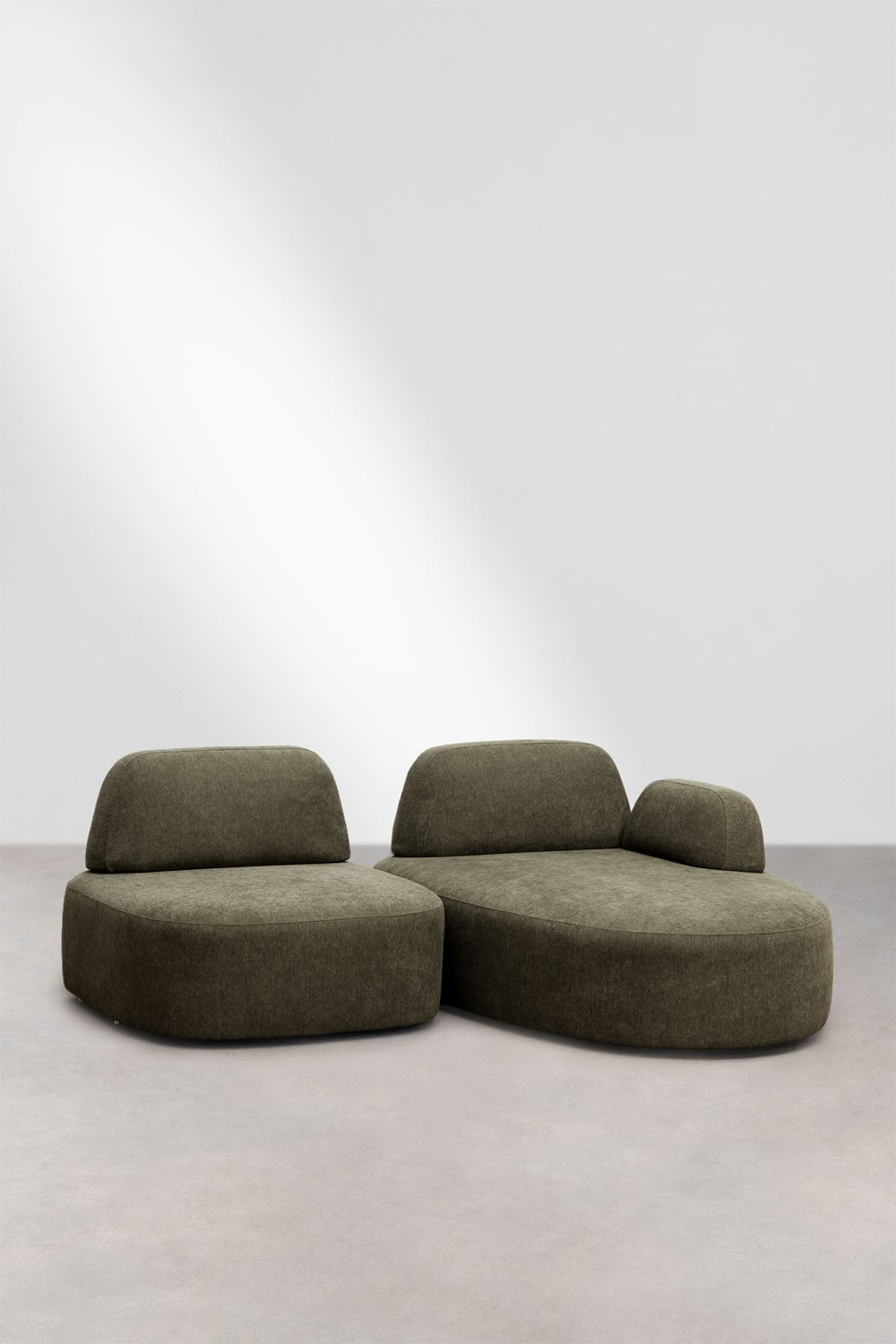 Divano modulare chaise longue destro a 2 pezzi rivestito Giorgia, immagine della galleria 1