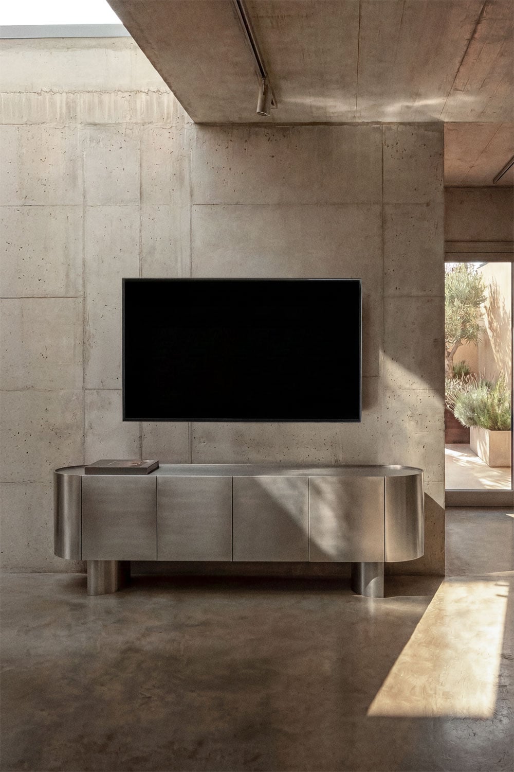 Mobile TV 180x40 cm in acciaio inox Luena, immagine della galleria 1