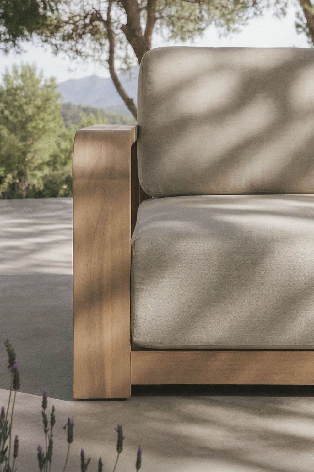 Modulo angolare sinistro per divano modulare da giardino in legno di acacia Brivori, immagine della galleria 2