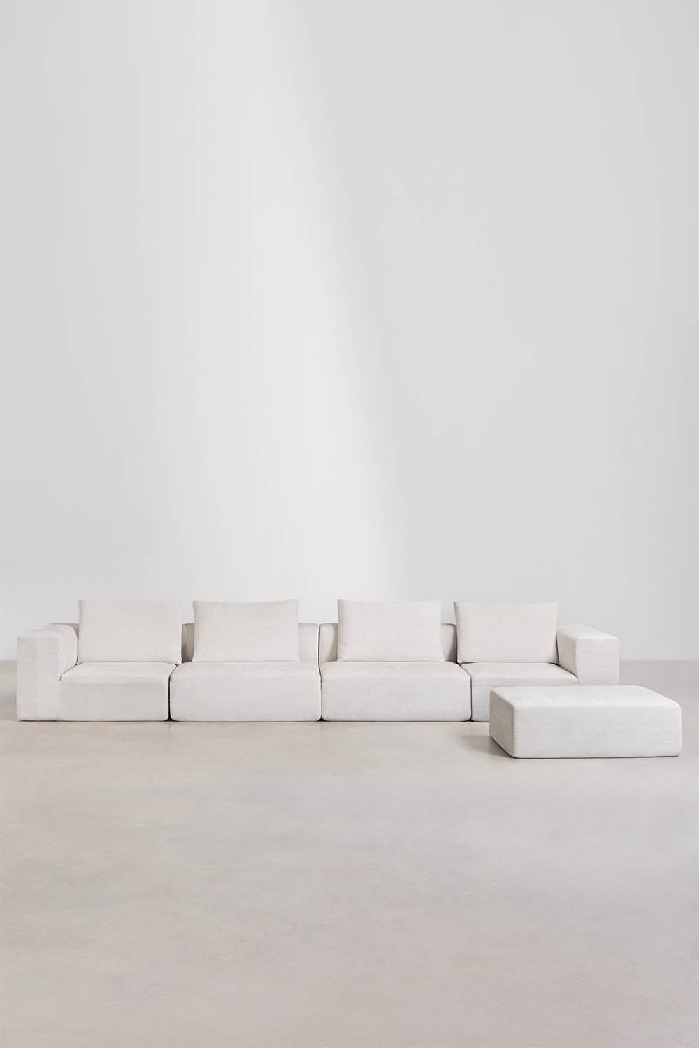 Divano modulare a 4 pezzi e pouf in ciniglia confezionato sottovuoto Norridge, immagine della galleria 3