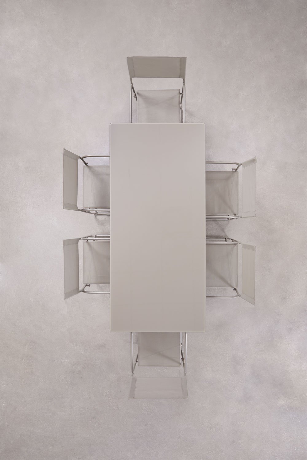 Set da tavolo rettangolare 185x85 cm e 6 sedie da regista pieghevoli in acciaio Melida, immagine della galleria 2