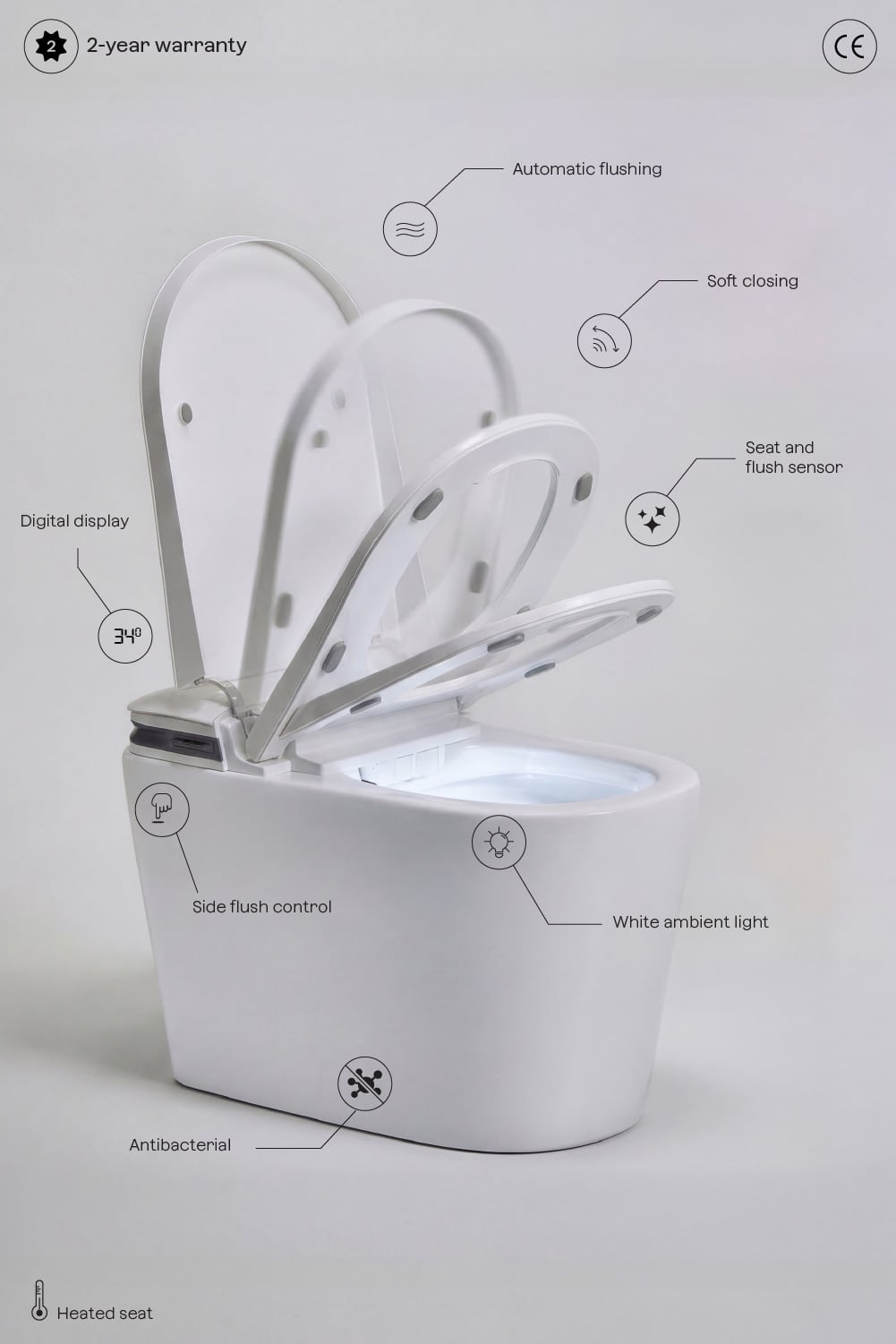 WC intelligente in ceramica Saloa Basic, immagine della galleria 6