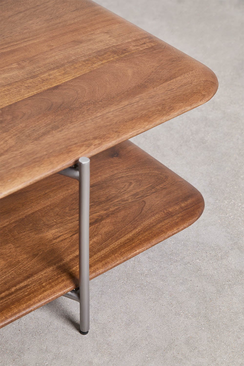 Tavolino rettangolare 120x60 cm in legno di mango e acciaio inossidabile Vimara, immagine della galleria 7