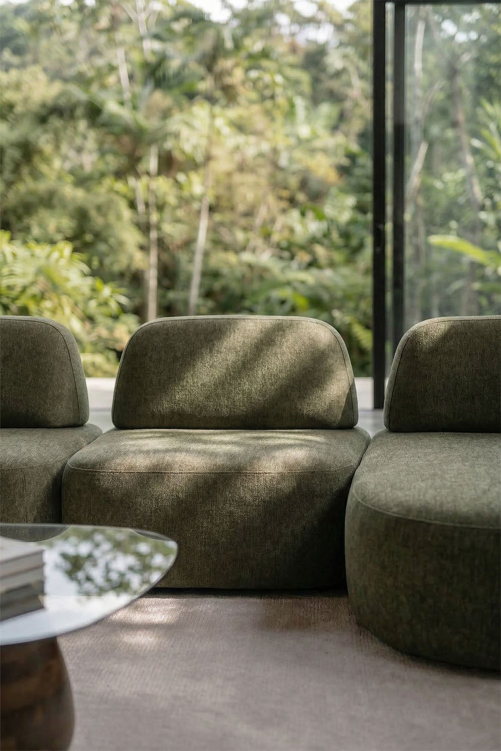 Divano modulare chaise longue destro a 4 pezzi rivestito Giorgia, immagine della galleria 2