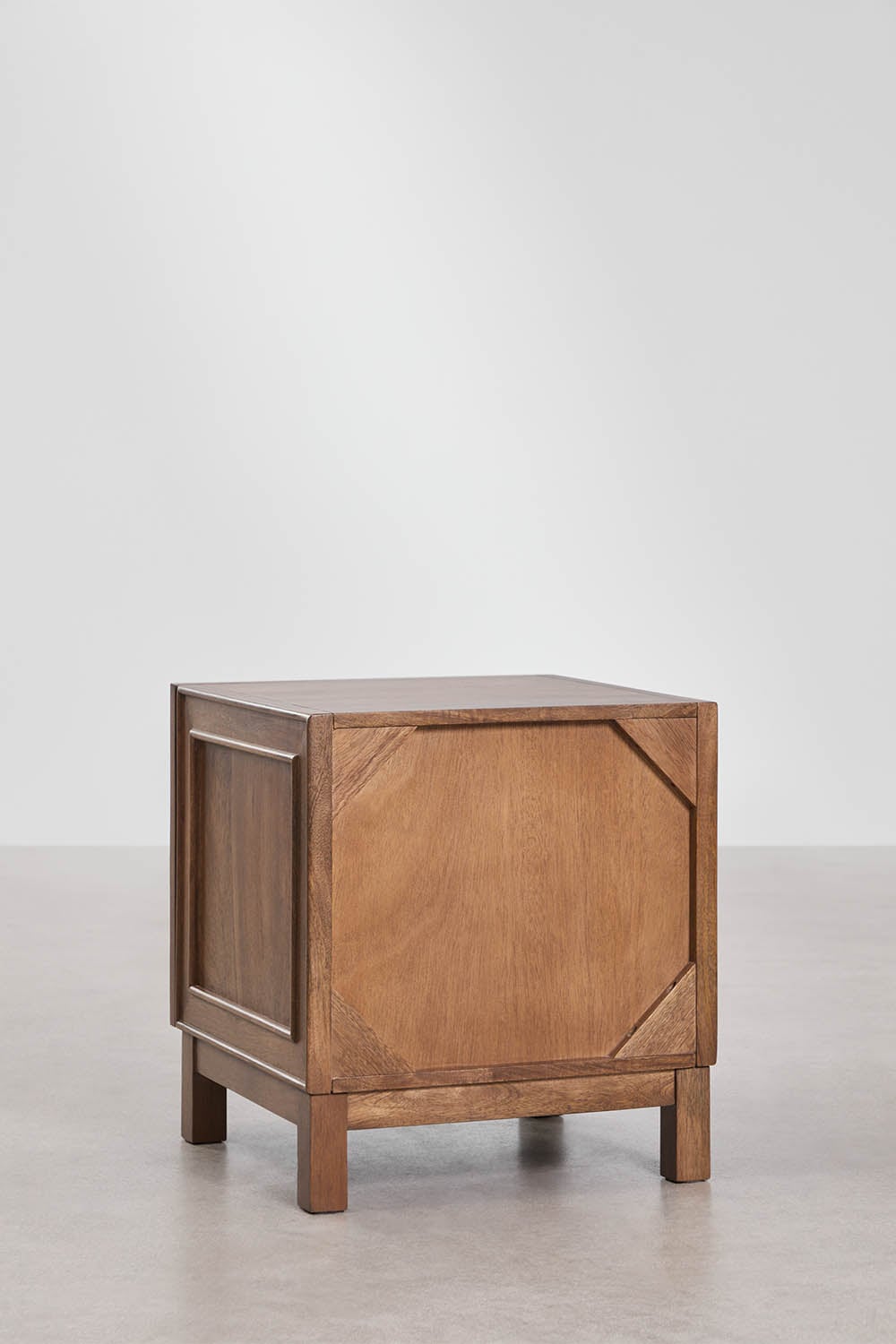 Pack di 2 comodini quadrati 45x45 cm in legno di mango e vetro Ildara, immagine della galleria 4