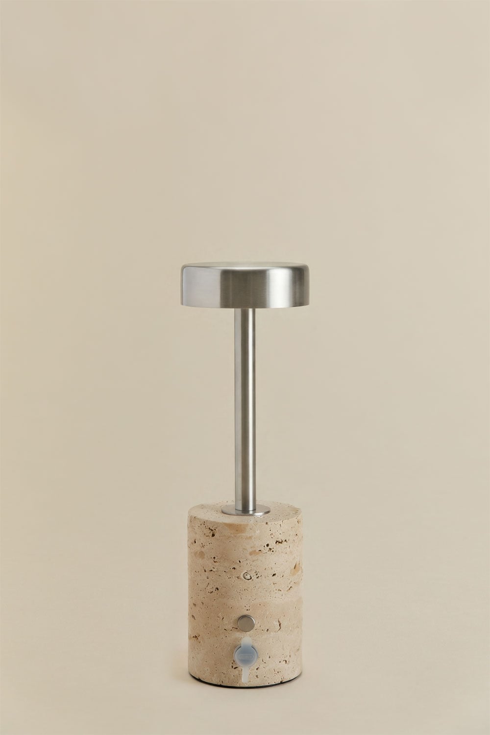 Lampada da tavolo LED wireless per esterni in ferro e pietra naturale Arianny, immagine della galleria 3