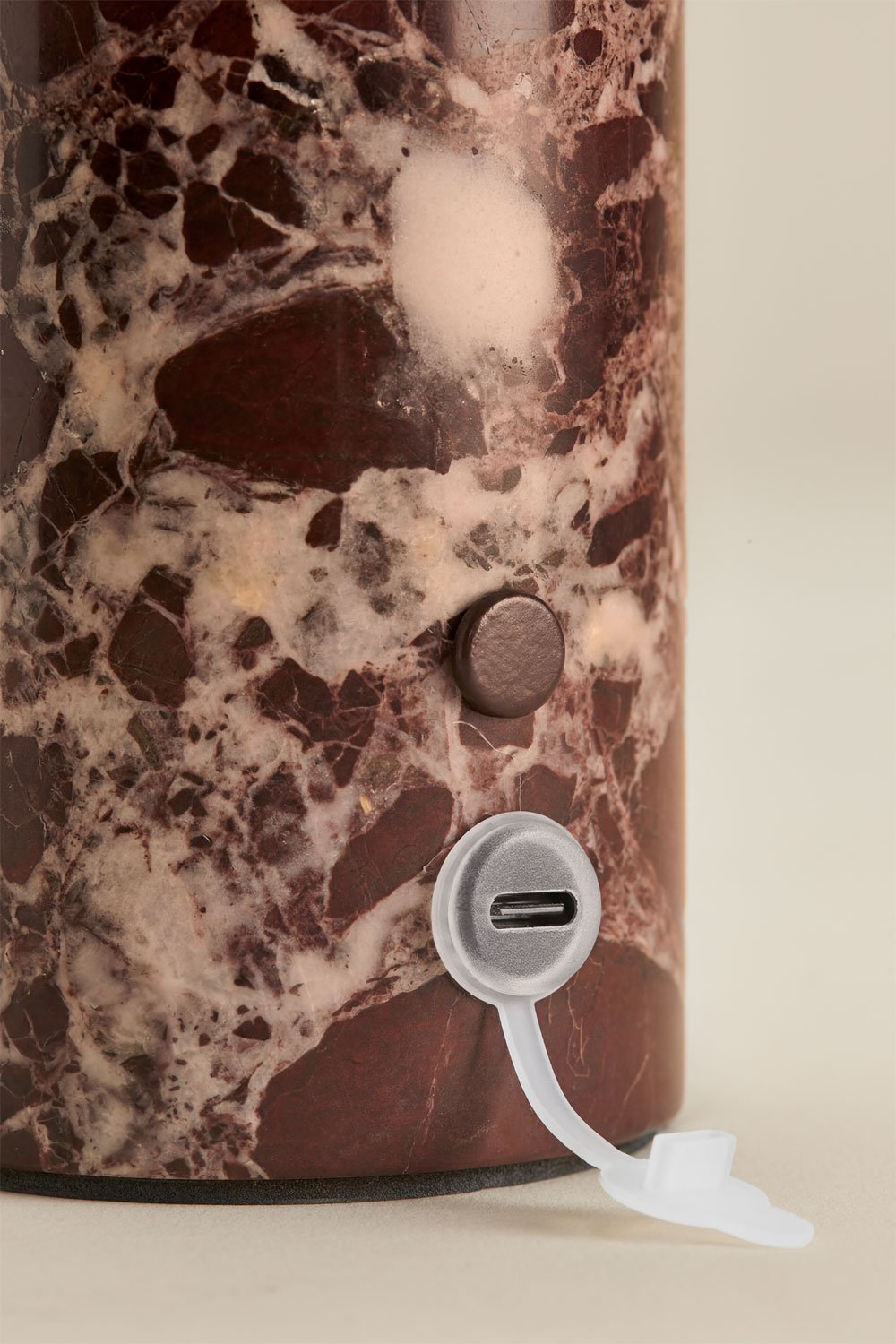 Lampada da tavolo LED wireless per esterni in ferro e pietra naturale Arianny, immagine della galleria 7