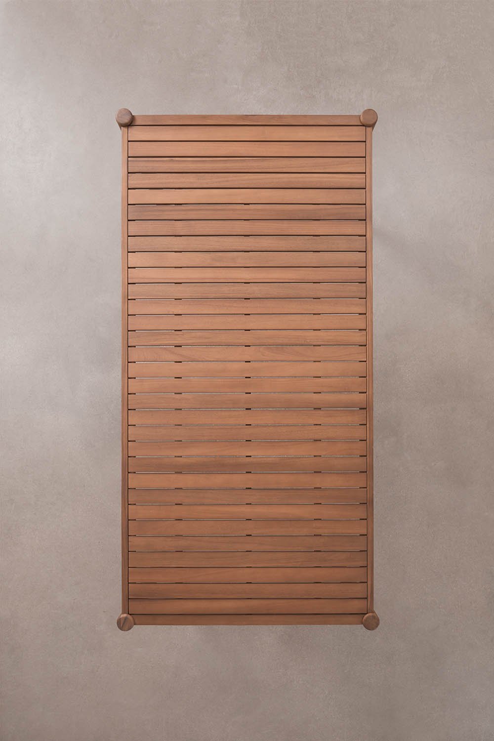 Set da tavolo rettangolare 180x90 cm e 2 panche da giardino in legno di acacia e corda intrecciata Karvia, immagine della galleria 7
