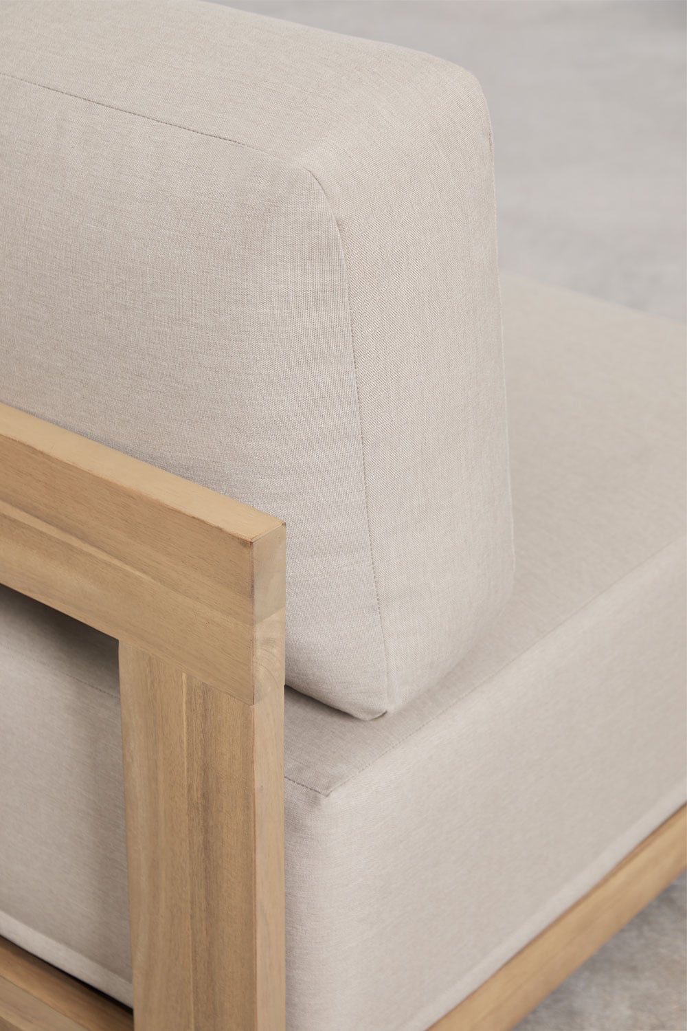 Set da giardino con divano modulare angolare a 6 pezzi, poltrona e tavolino in legno di acacia Brivori, immagine della galleria 9