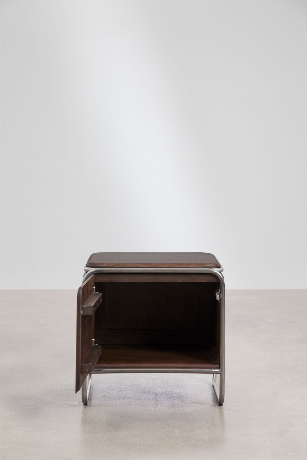 Set di 2 comodini quadrati 45x45 cm in legno di acacia e acciaio inossidabile Altrex, immagine della galleria 3