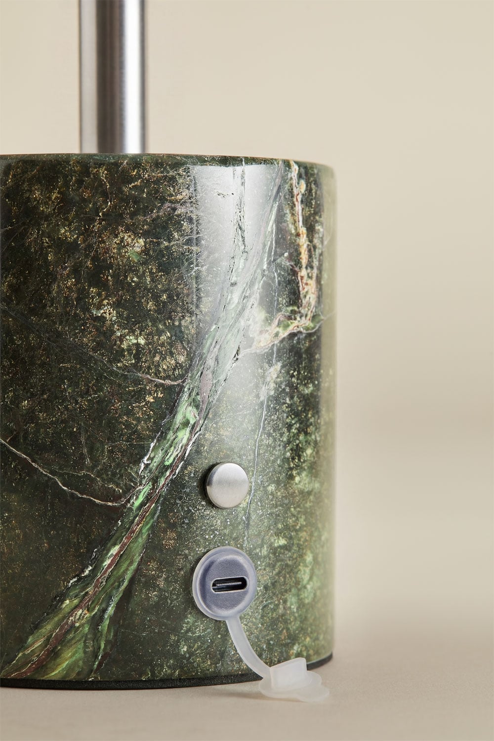 Lampada da tavolo LED wireless in ferro e pietra naturale Nicolas, immagine della galleria 4