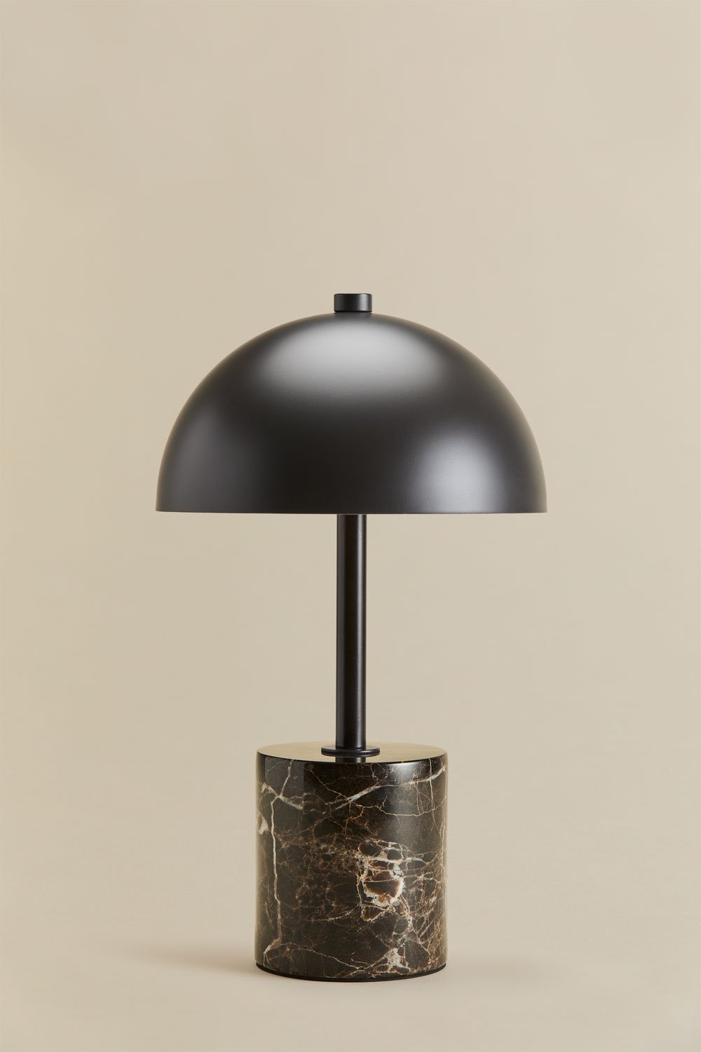 Lampada da tavolo LED wireless in ferro e pietra naturale Nicolas, immagine della galleria 3