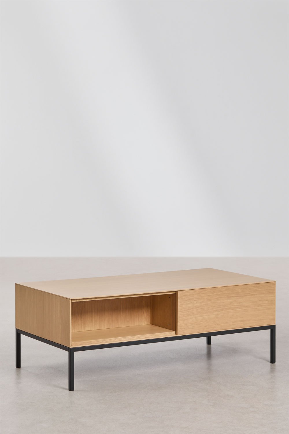 Tavolino rettangolare 120x60 cm in MDF e impiallacciatura di rovere Bromley, immagine della galleria 1