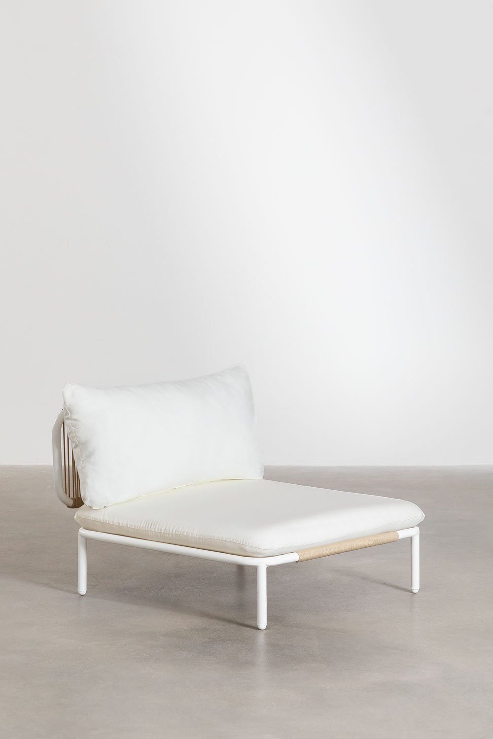 Set da giardino con divano modulare a 3 pezzi con 2 moduli angolari e pouf in acciaio Roubly, immagine della galleria 5
