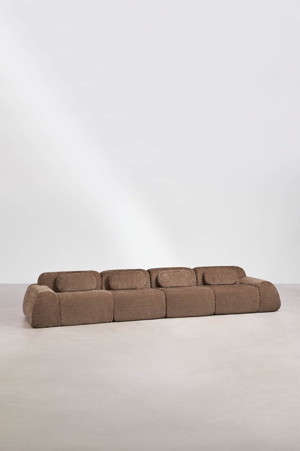 Divano modulare componibile in 4 pezzi in ciniglia confezionato sottovuoto Merida, immagine della galleria 1