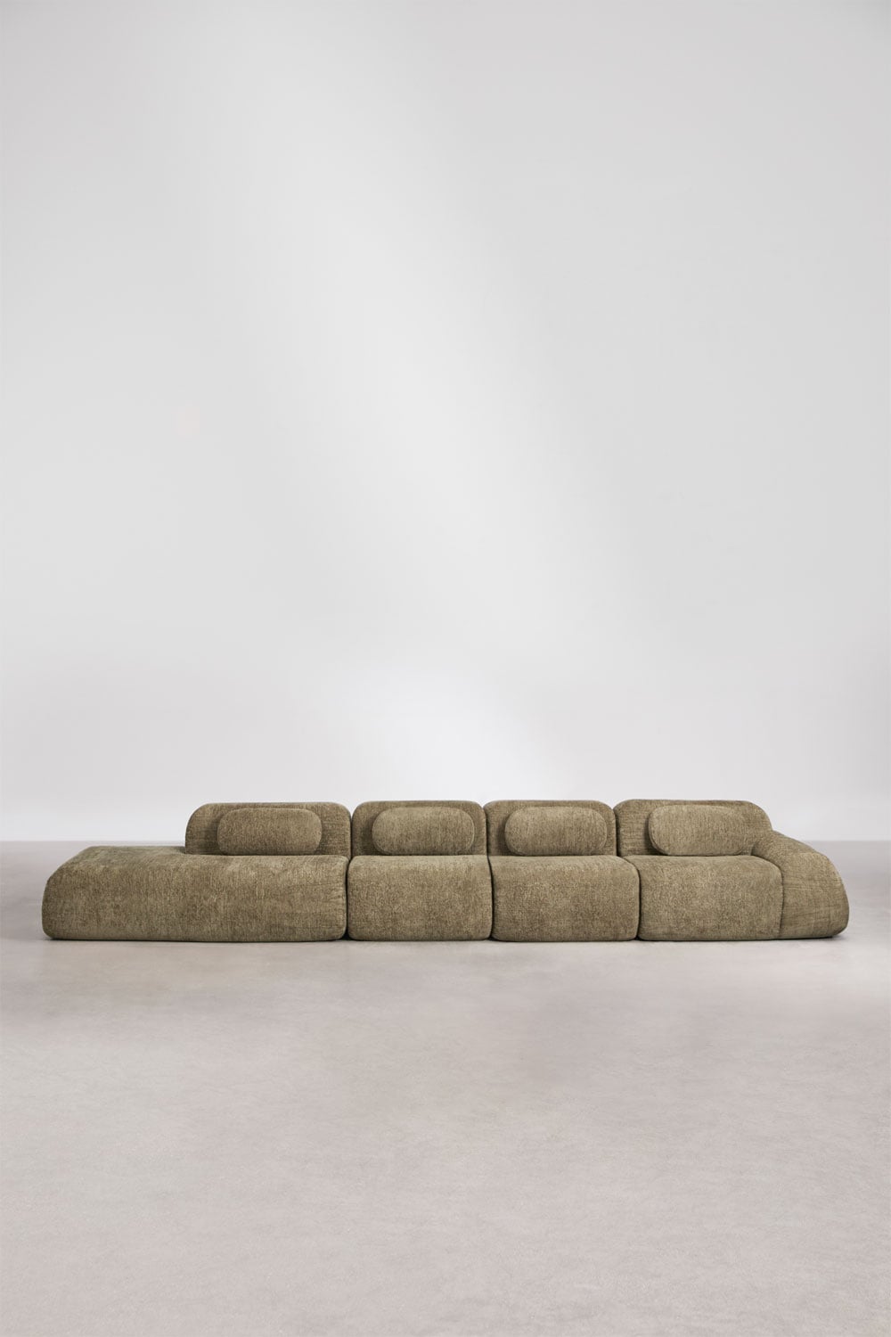 Divano modulare angolare a 4 pezzi con chaise longue sinistra in ciniglia confezionato sottovuoto Merida, immagine della galleria 3