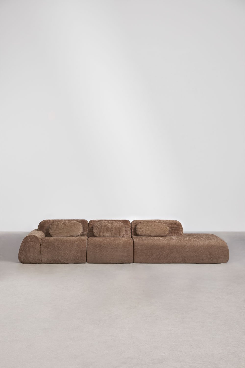 Divano modulare angolare a 3 pezzi con chaise longue destra in ciniglia confezionato sottovuoto Merida, immagine della galleria 3