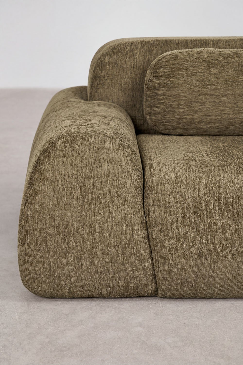 Divano modulare angolare a 4 pezzi con chaise longue a destra in ciniglia confezionato sottovuoto Merida, immagine della galleria 5