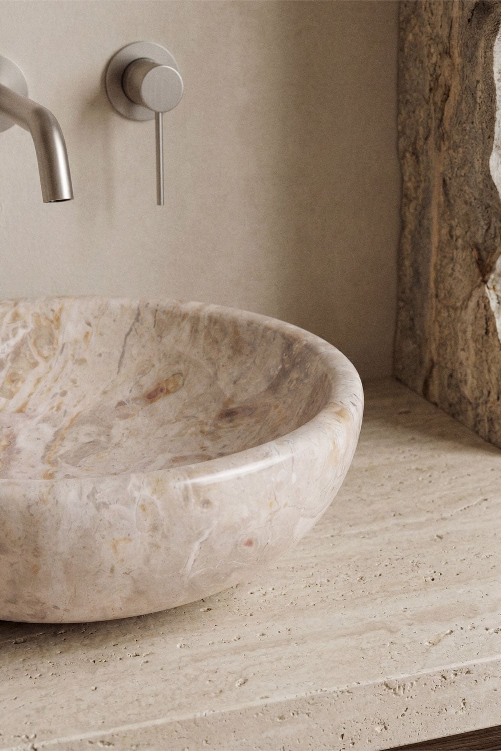Lavabo rotondo Ø40 cm in pietra naturale Eskel, immagine della galleria 2