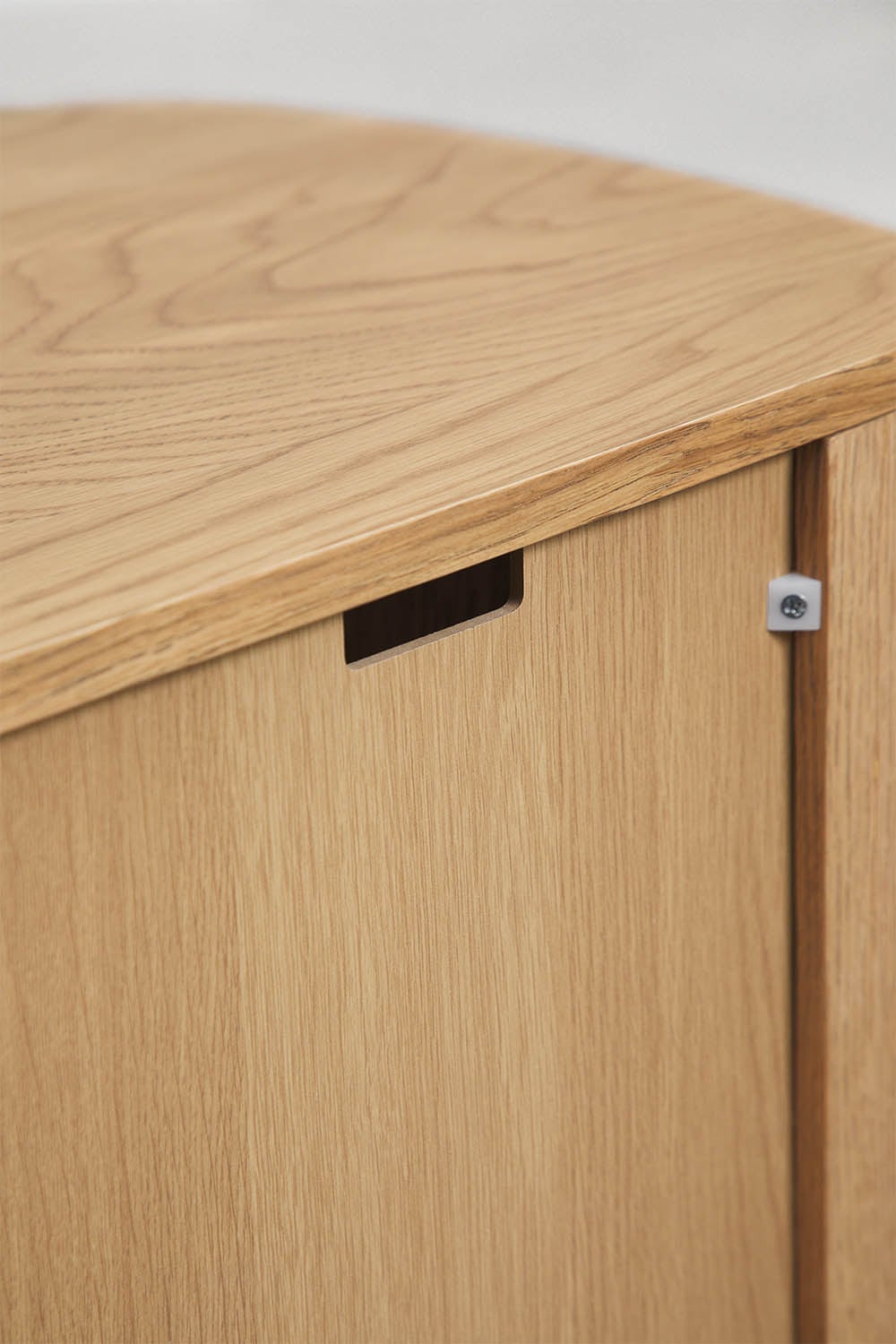 Credenza rettangolare 160x40 cm in MDF marrone rovere e vetro Walia, immagine della galleria 7