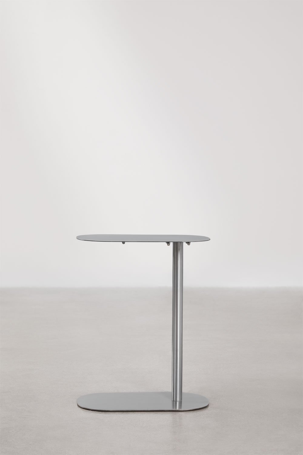 Tavolino laterale ovale 40x25 cm in acciaio inox Geninda, immagine della galleria 3