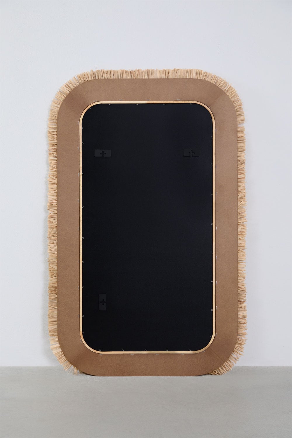 Specchio da parete rettangolare 65x105 cm in legno di rovere e rafia Melenis, immagine della galleria 4