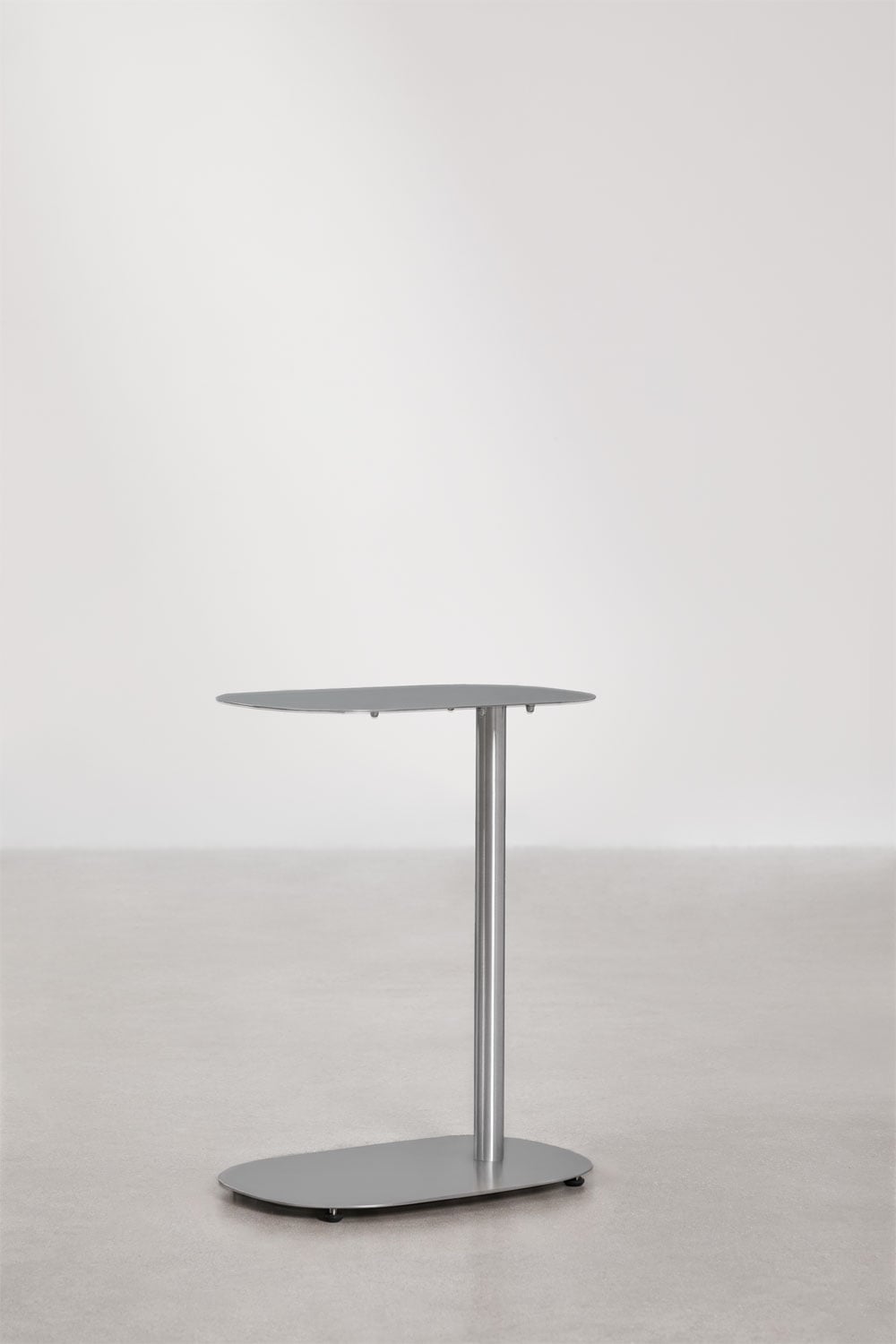 Tavolino laterale ovale 40x25 cm in acciaio inox Geninda, immagine della galleria 1
