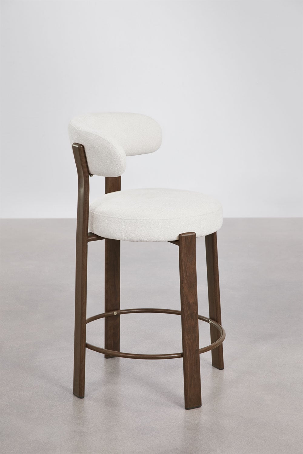 Sgabello alto con schienale in tessuto chenille e ferro Jolie, immagine della galleria 4