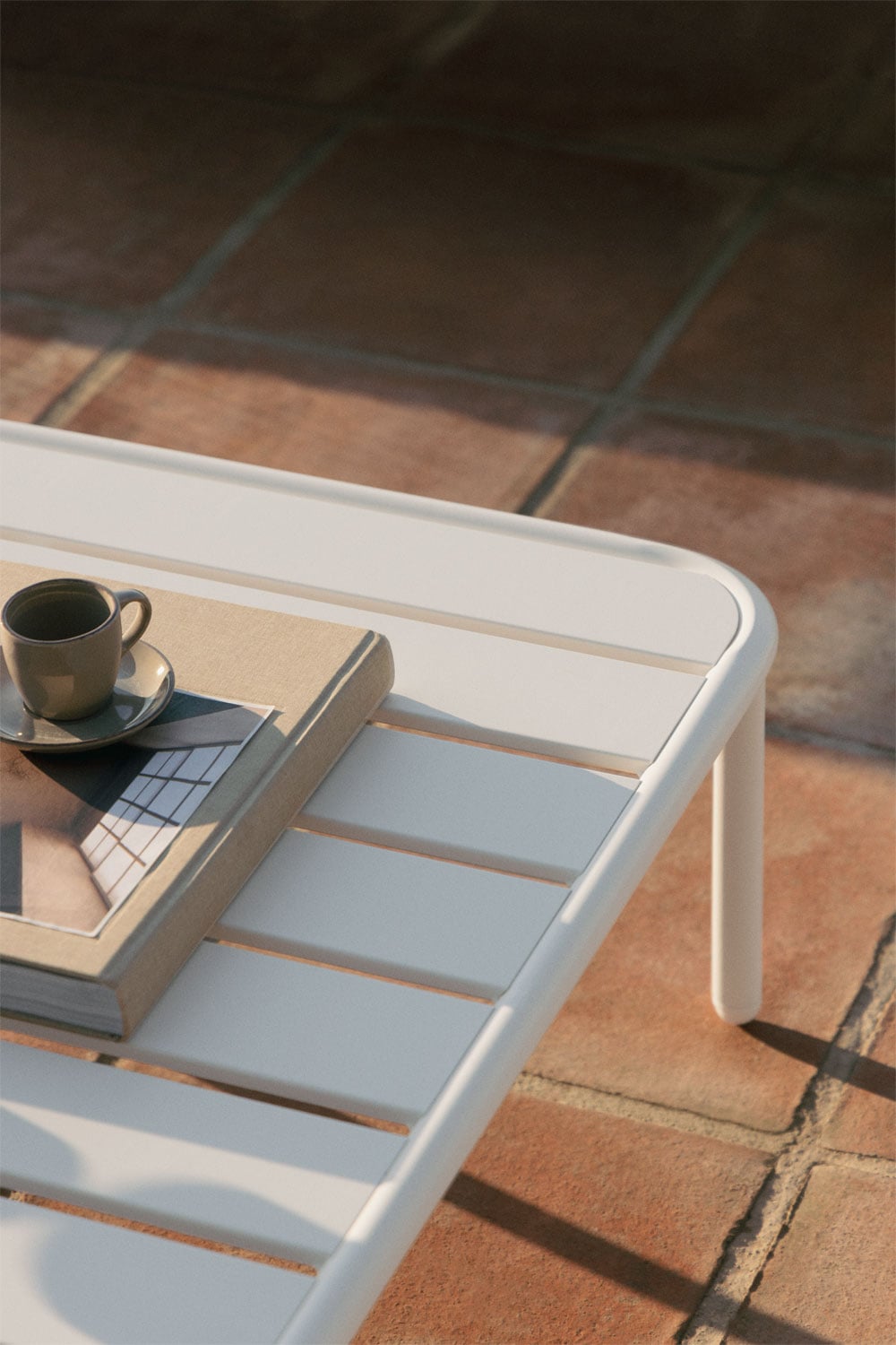 Set da giardino con divano modulare a 2 pezzi, 2 moduli angolari e tavolino in acciaio Roubly, immagine della galleria 2