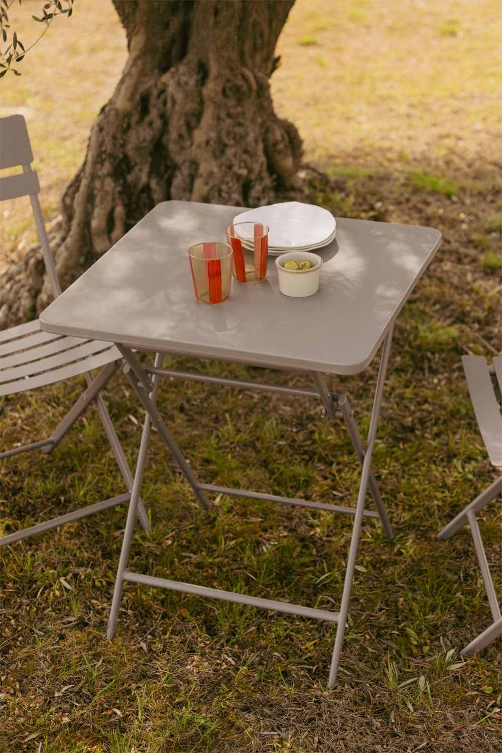 Tavolo da giardino quadrato 60x60 cm pieghevole in acciaio Tamarit, immagine della galleria 1