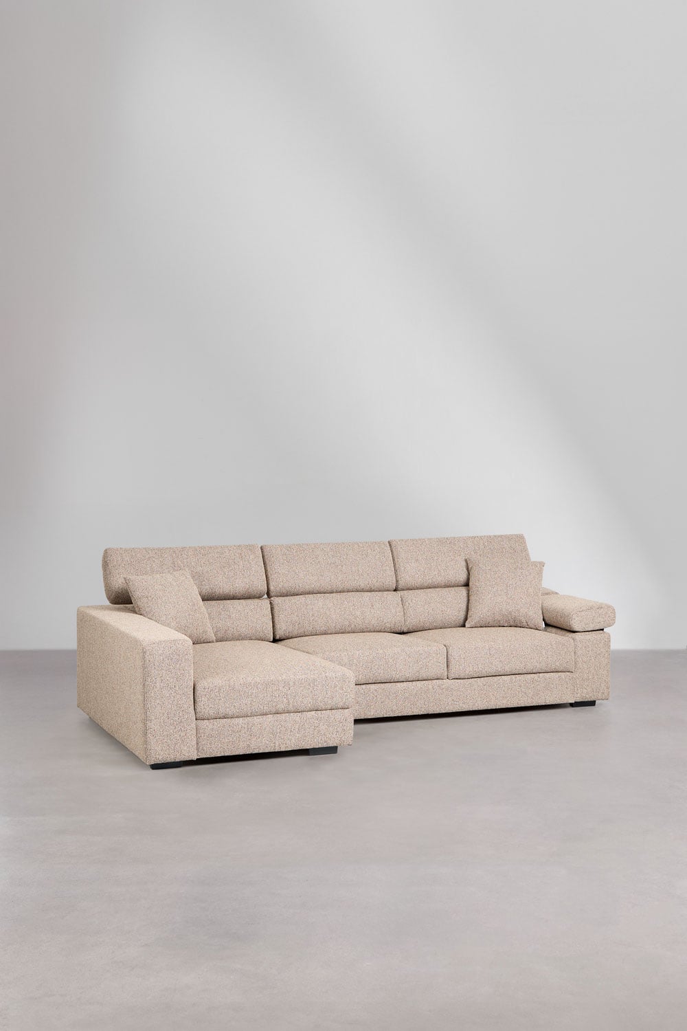 Divano chaise longue sinistro a 3 posti con poggiatesta regolabile e sedute scorrevoli Aramis, immagine della galleria 3
