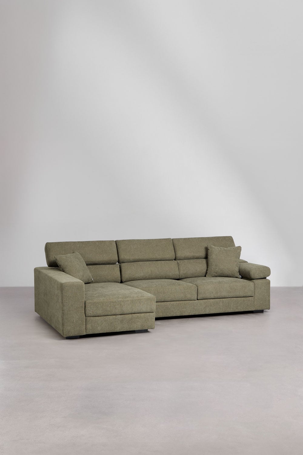 Divano chaise longue sinistro a 3 posti con poggiatesta regolabile e sedute scorrevoli Aramis, immagine della galleria 3