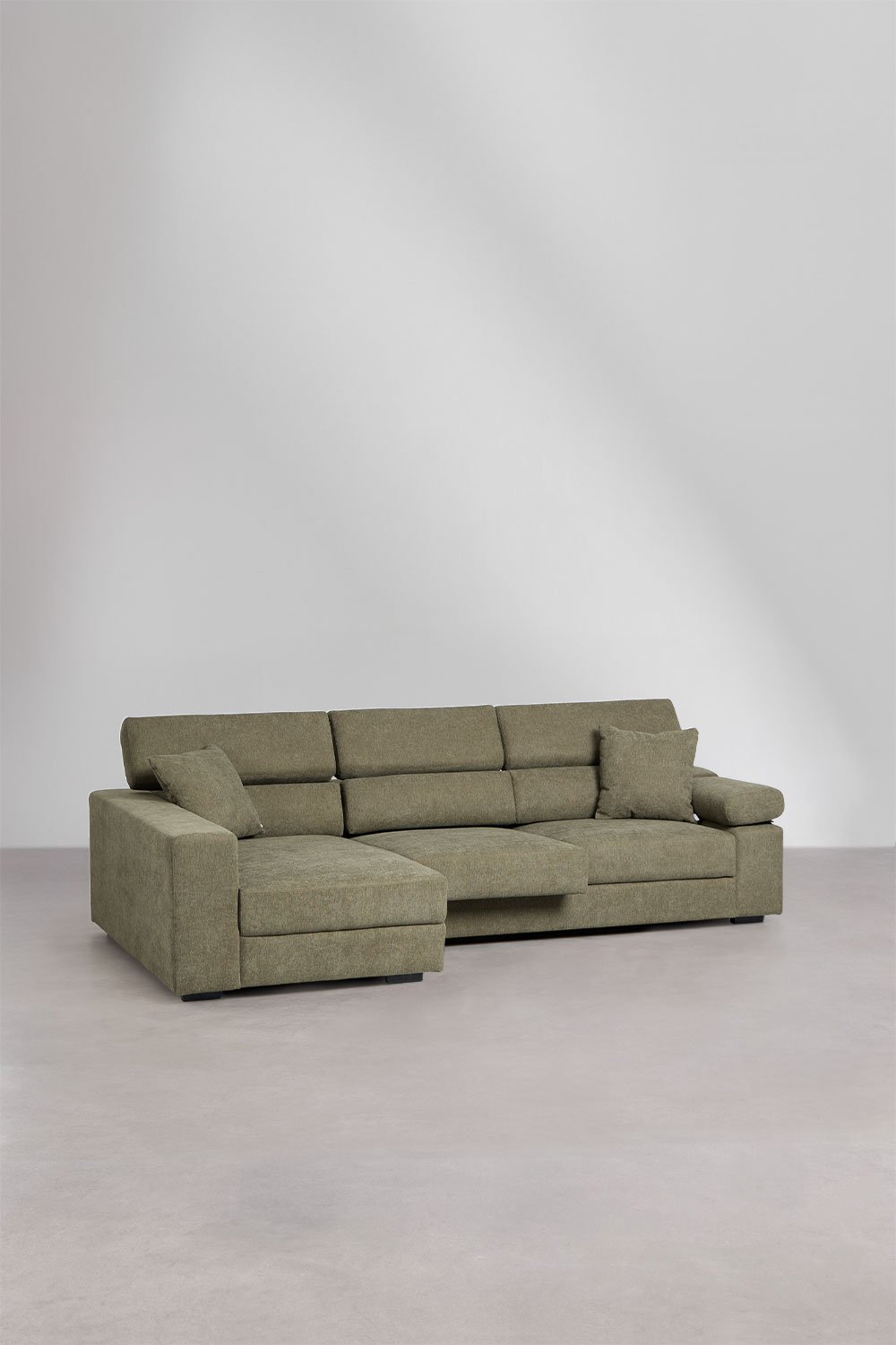 Divano chaise longue sinistro a 3 posti con poggiatesta regolabile e sedute scorrevoli Aramis, immagine della galleria 7