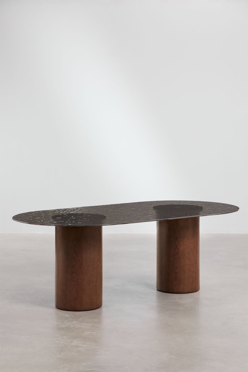 Oval dining table 220x110 cm in tempered glass and MDF Asgri, immagine della galleria 3