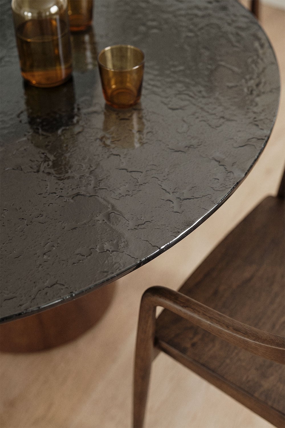 Tavolo da pranzo rotondo Ø120 cm in vetro temperato e MDF Asgri, immagine della galleria 2