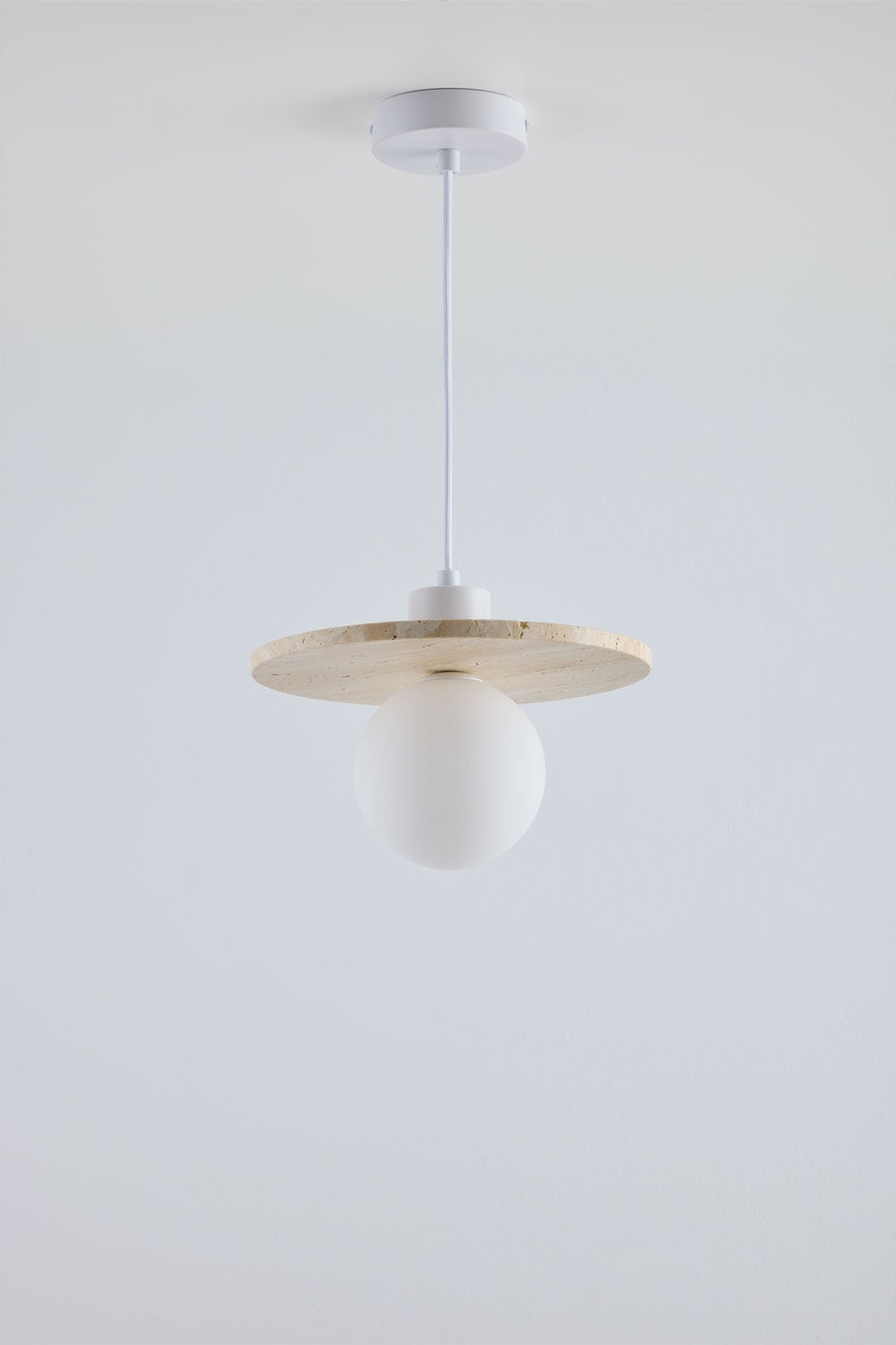 Lampada da soffitto in travertino con sfera di cristallo Davise, immagine della galleria 3