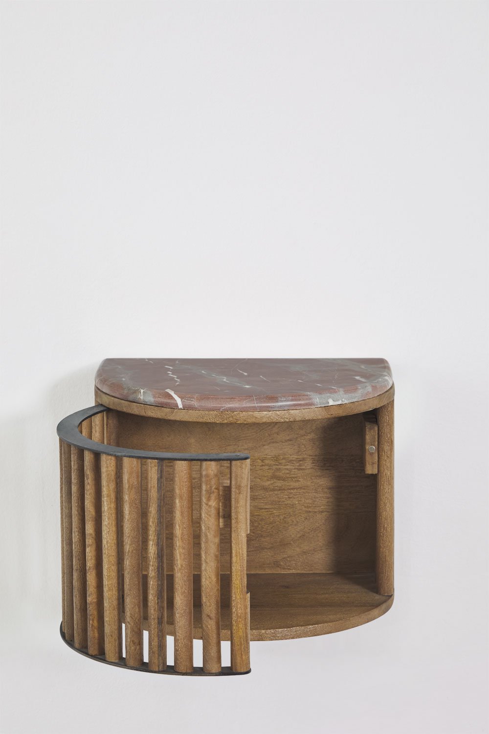 Comodino sospeso 40x30 cm in legno di mango e pietra naturale Talix, immagine della galleria 4