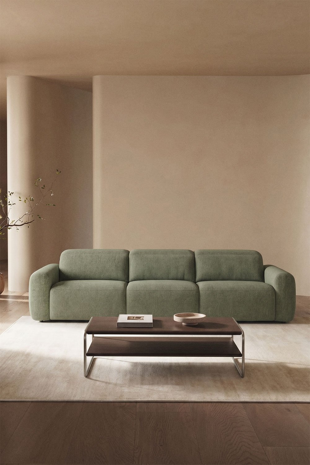 Divano reclinabile ed elettrico a 3 posti rivestito Peggy, immagine della galleria 1