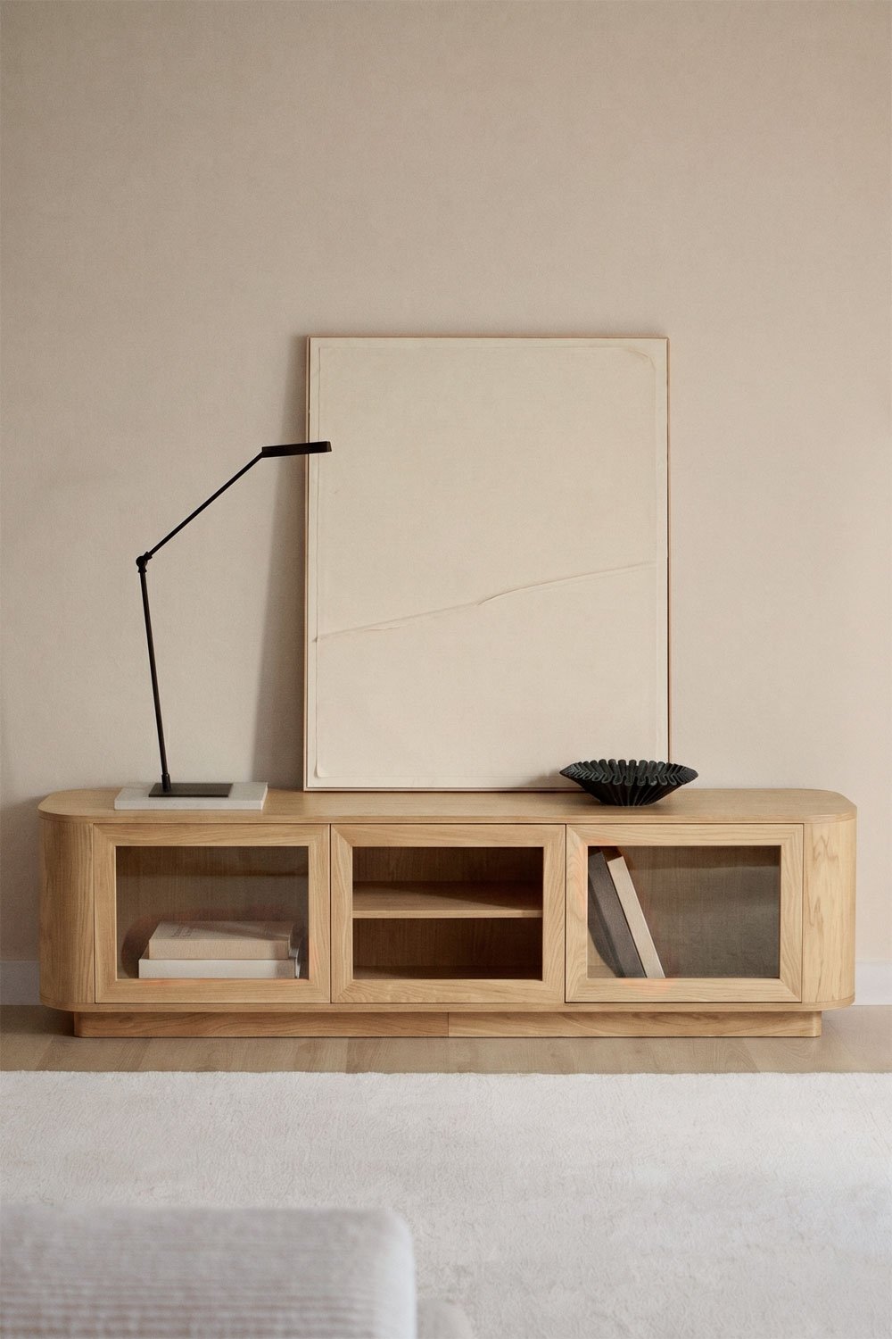 Mobile TV 180x40 cm in MDF e vetro temperato Walia, immagine della galleria 1