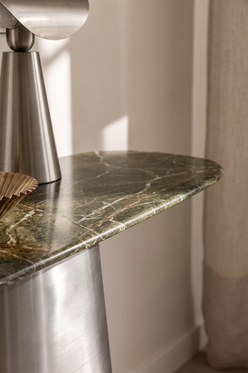 Consolle ingresso 120x40 cm in pietra naturale e acciaio inossidabile Moreila, immagine della galleria 2