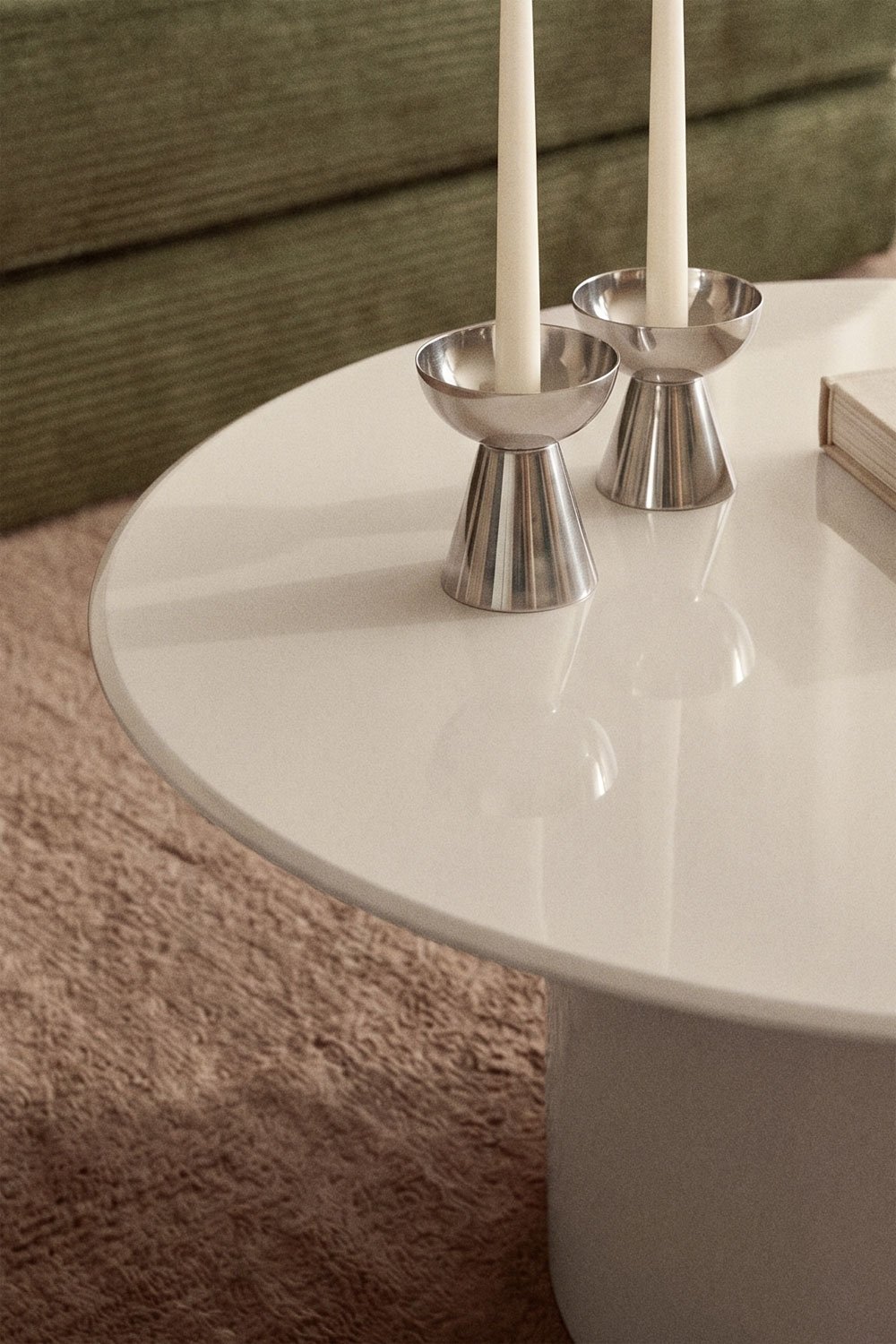 Tavolino rotondo Ø80 cm in vetro temperato e MDF Asgri, immagine della galleria 2