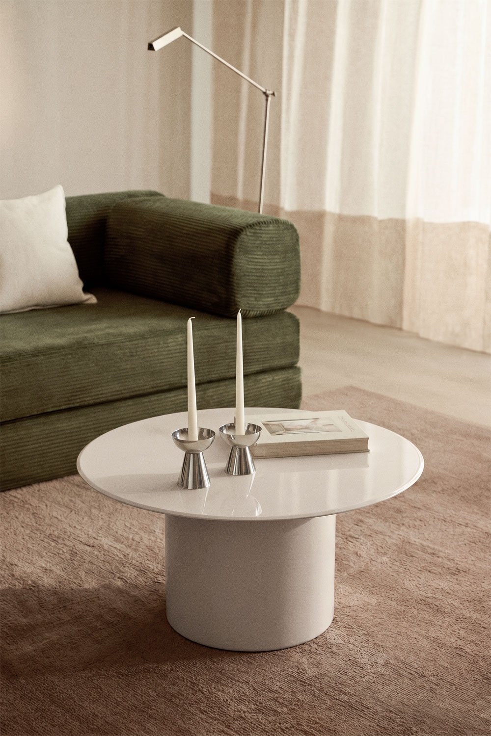 Tavolino rotondo Ø80 cm in vetro temperato e MDF Asgri, immagine della galleria 1