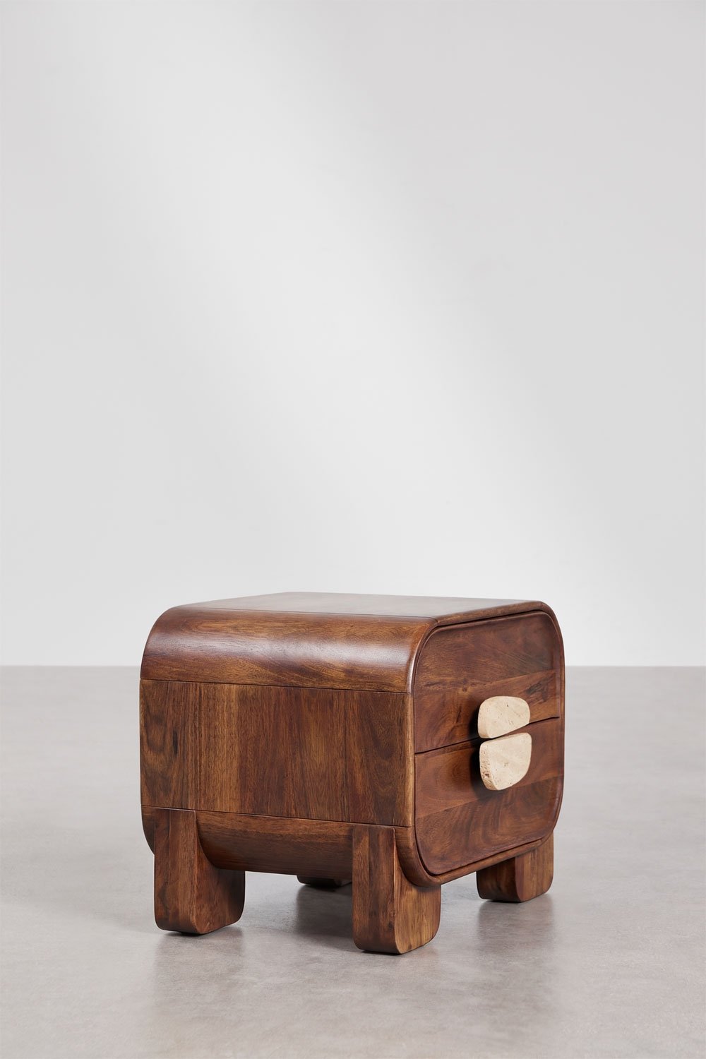 Comodino 50x35 cm in legno di mango e pietra naturale Kivalina, immagine della galleria 4