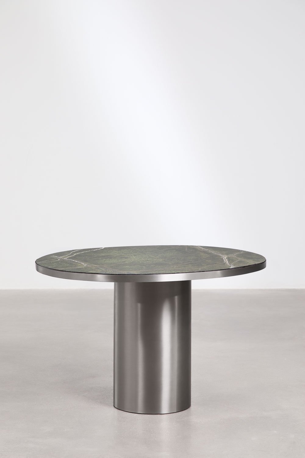 Tavolo da pranzo ovale 120x100 cm in pietra naturale e acciaio inossidabile Fertrix, immagine della galleria 3