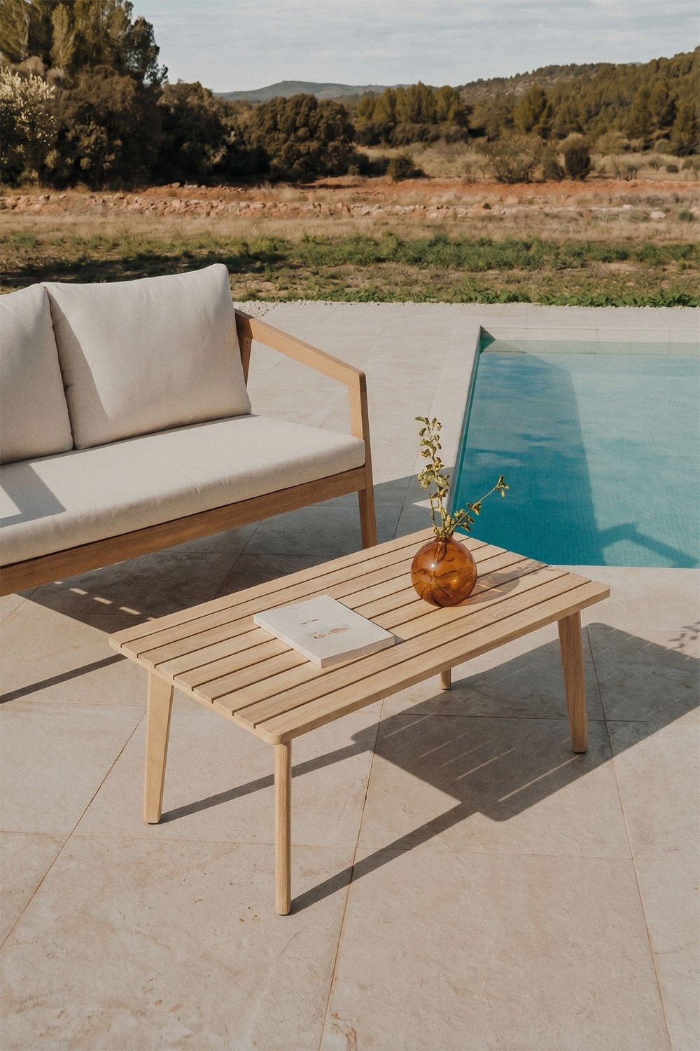 Tavolino da giardino rettangolare 90x50 cm in legno di acacia Kaela, immagine della galleria 1
