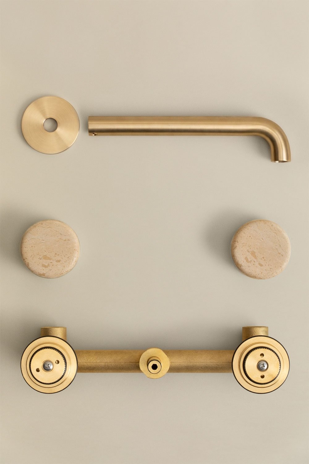 Rubinetto da lavabo incassato in ottone e pietra naturale Gilstoin, immagine della galleria 7