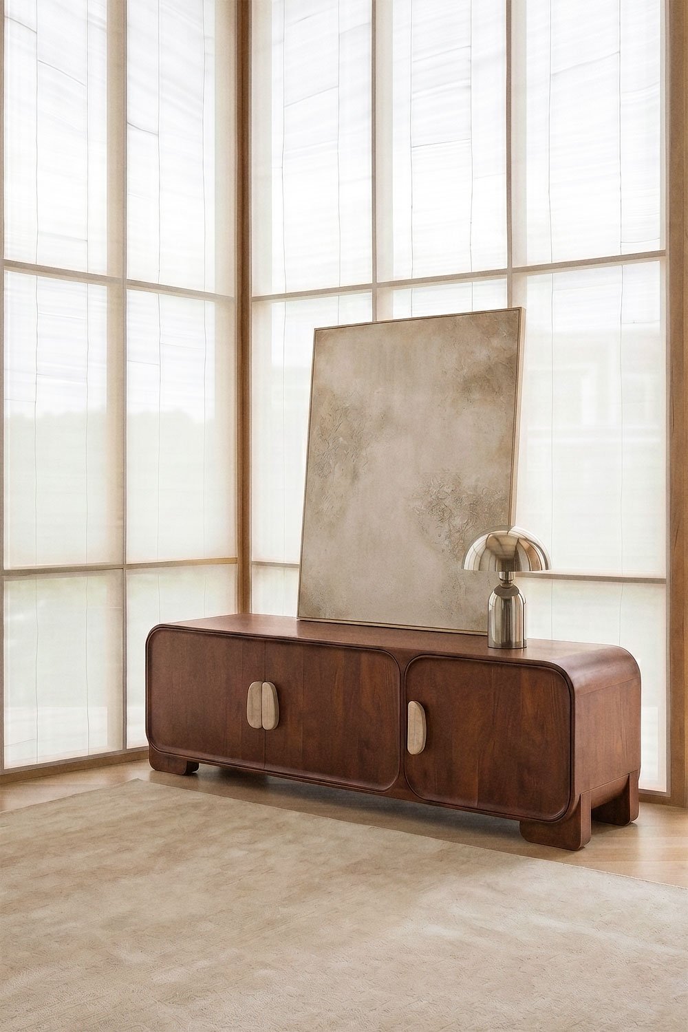 Mobile TV in legno di mango e pietra naturale Kivalina, immagine della galleria 1