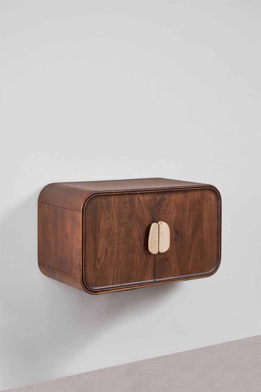 Set di mobili da bagno sospesi 95x45 cm in legno di mango e pietra naturale Kivalina, immagine della galleria 3