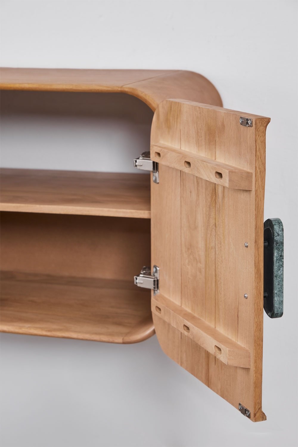 Set di mobili da bagno sospesi 95x45 cm in legno di mango e pietra naturale Kivalina, immagine della galleria 5