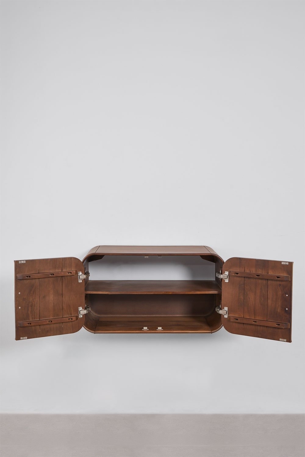 Set di mobili da bagno sospesi 95x45 cm in legno di mango e pietra naturale Kivalina, immagine della galleria 4